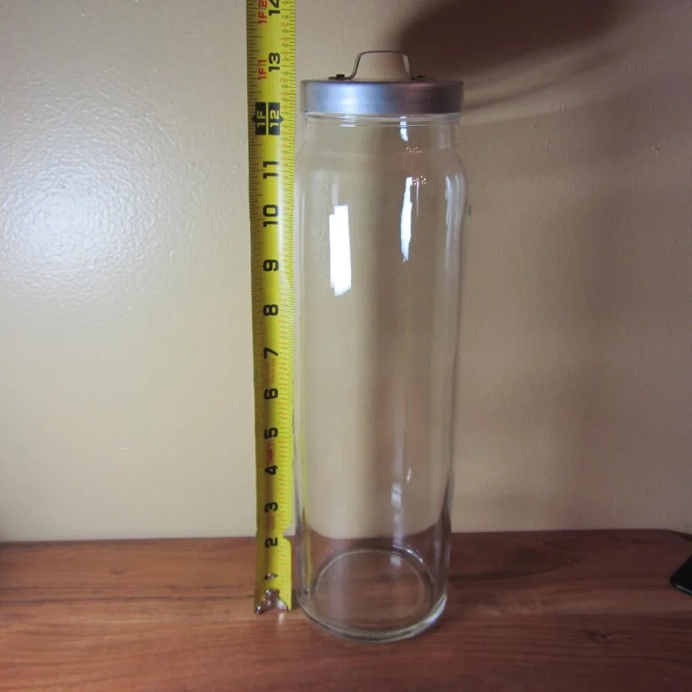glass storage container tall ikea pasta metal lid (H167)